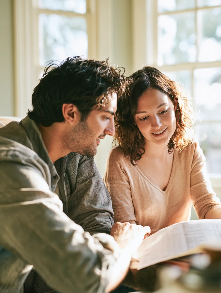 Couple reviewing medical loan documents